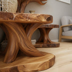 Solid Wood Live-Edge Console Table Sculptural Organic Accent for Living Room
