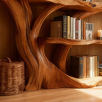 Solid Wood Live-Edge Wall Shelf Tiered Floating Bookshelf for Study Room
