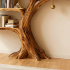 Solid Wood Tree-Trunk Console Table Live-Edge Sculptural Entryway Accent Piece