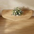 Solid Wood Sculptural Pedestal Console Table Curved Base for Entryway Hallway
