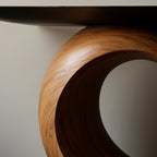 Solid Wood Sculptural Console Table with Curved Loop Base for Entryway