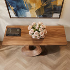 Solid Wood Sculptural Console Table with Infinity Twist Base for Entryway