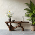 Solid Wood Organic Wavy Sculptural Console Table Live-Edge for Living Room