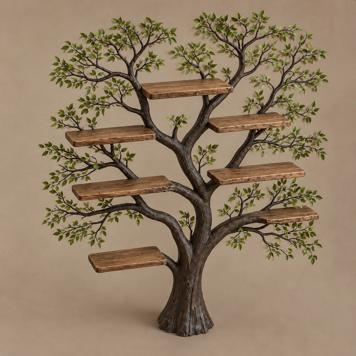 Modern Wall Tree Bookshelf With Broad Rounded Crown For Living Room