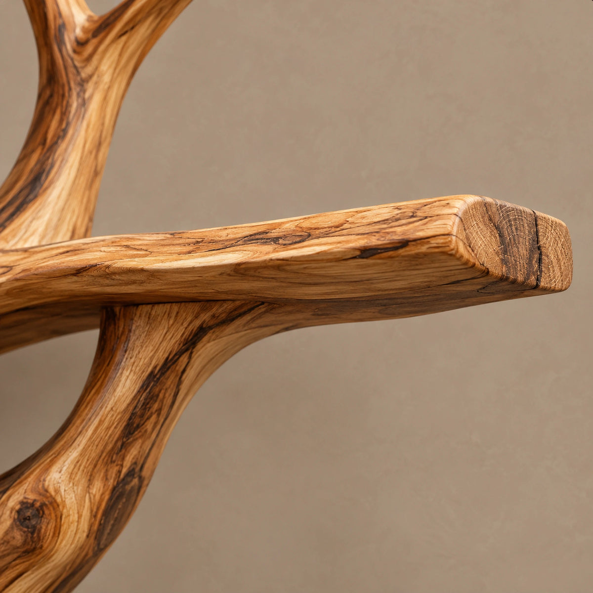 Sculptural Wall Tree Bookshelf With Flowing Twisted Trunk For Living Room