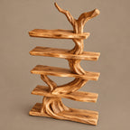 Sculptural Tree Bookshelf With Twisting Live Edge Shelves For Living Room