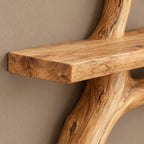 Sculptural Tree Branch Wall Shelf With Long Branch Silhouette For Living Room