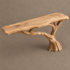 Rustic Tree Trunk Console Table With Branching Base For Living Room