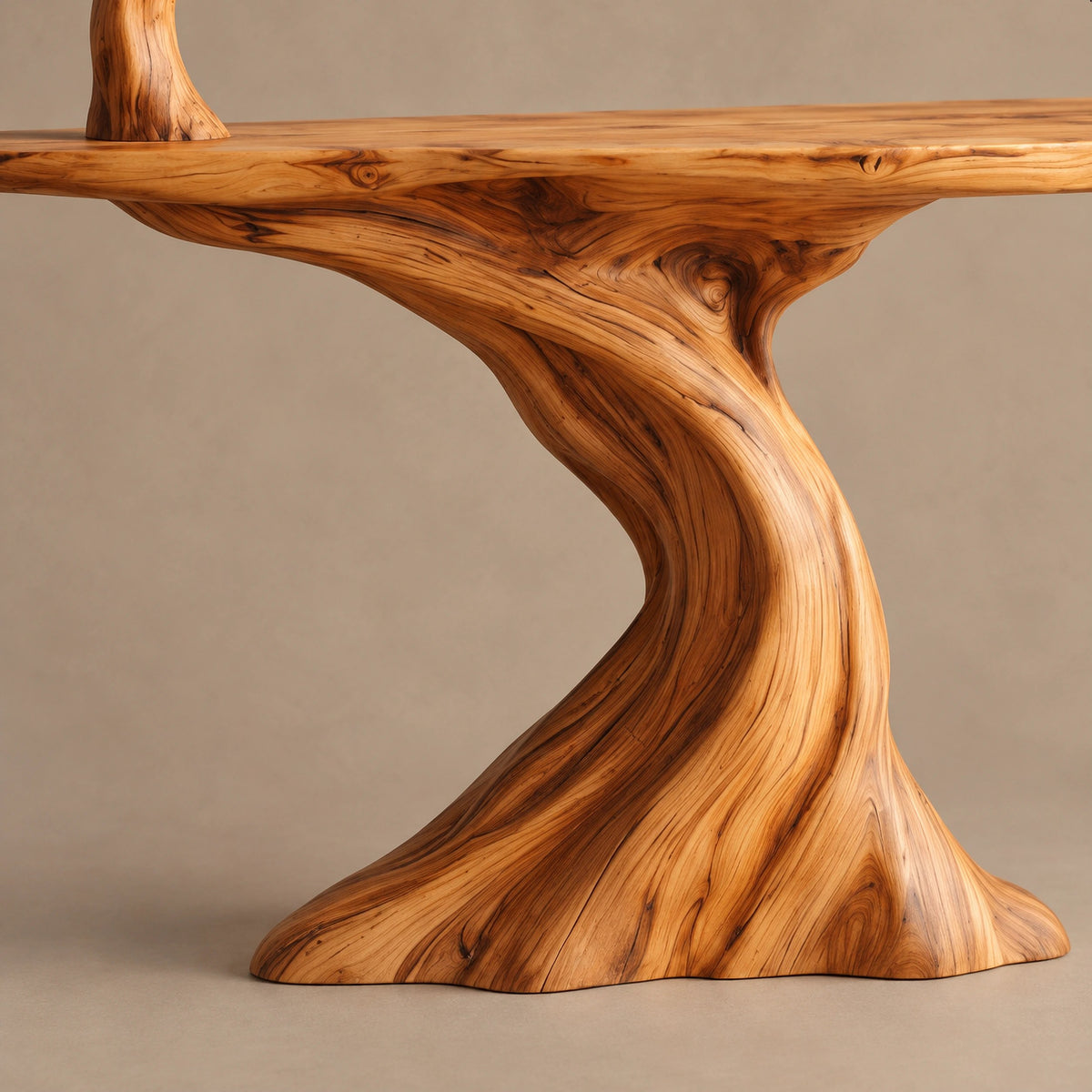 Handcrafted Tree Trunk Console Table With Sculpted Branching Tree For Entryway