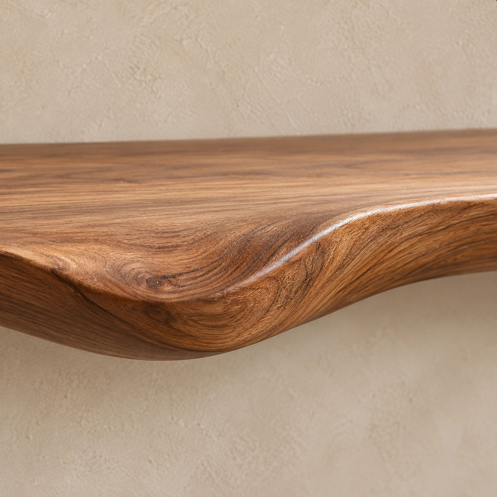 Scandinavian Floating Console Table With Sculptural Root Bracket For Entryway