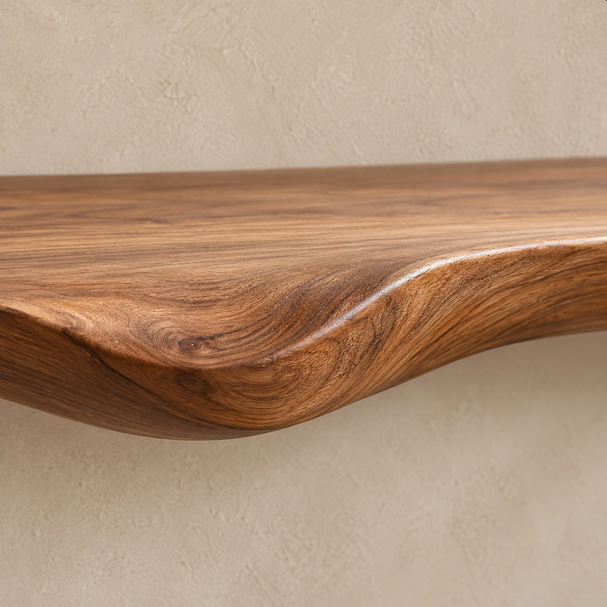 Scandinavian Floating Console Table With Sculptural Root Bracket For Entryway