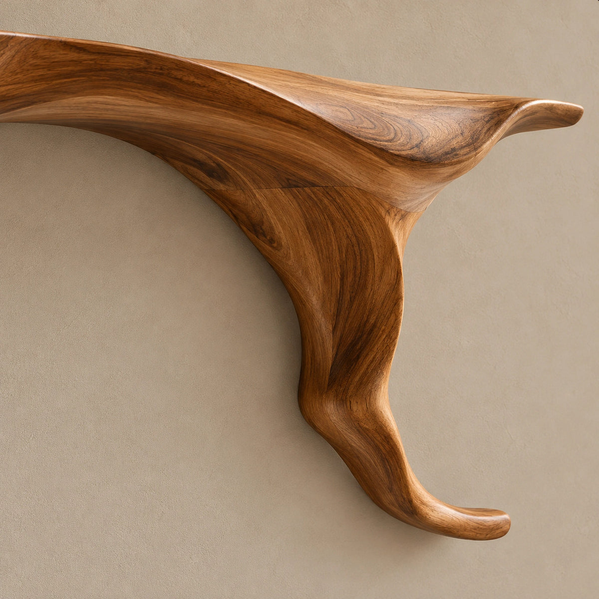 Scandinavian Floating Console Table With Sculptural Root Bracket For Entryway