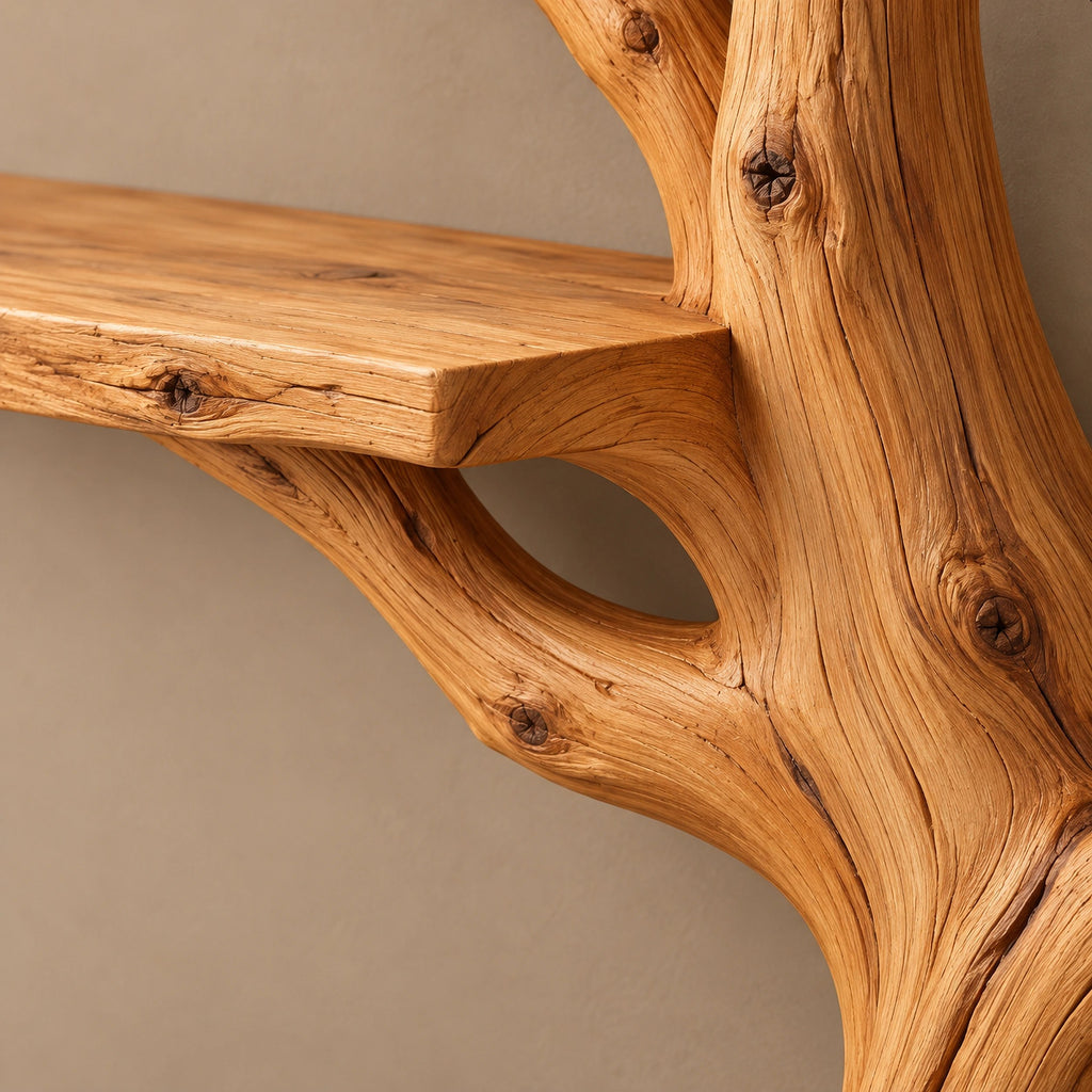 Rustic Wall Tree Bookshelf With Shelves At Many Heights For Living Room