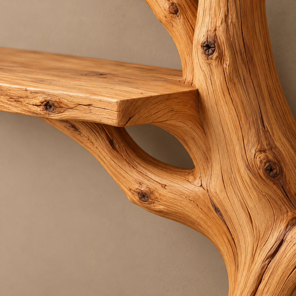 Rustic Wall Tree Bookshelf With Shelves At Many Heights For Living Room