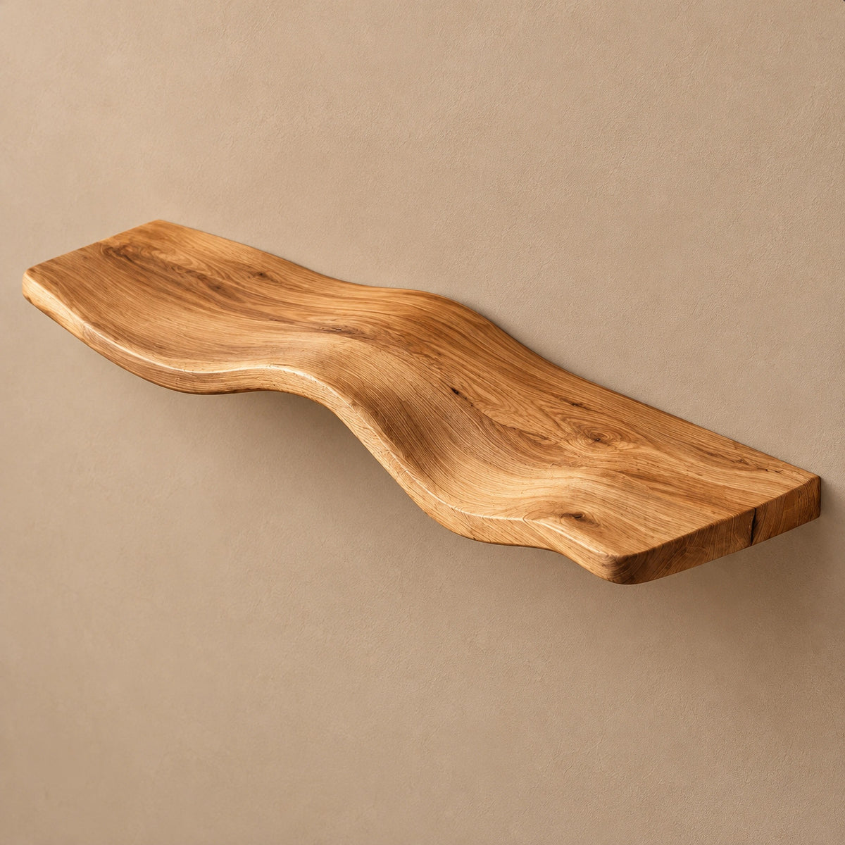 Contemporary Wavy Floating Wall Shelf With Sculpted Edge For Living Room