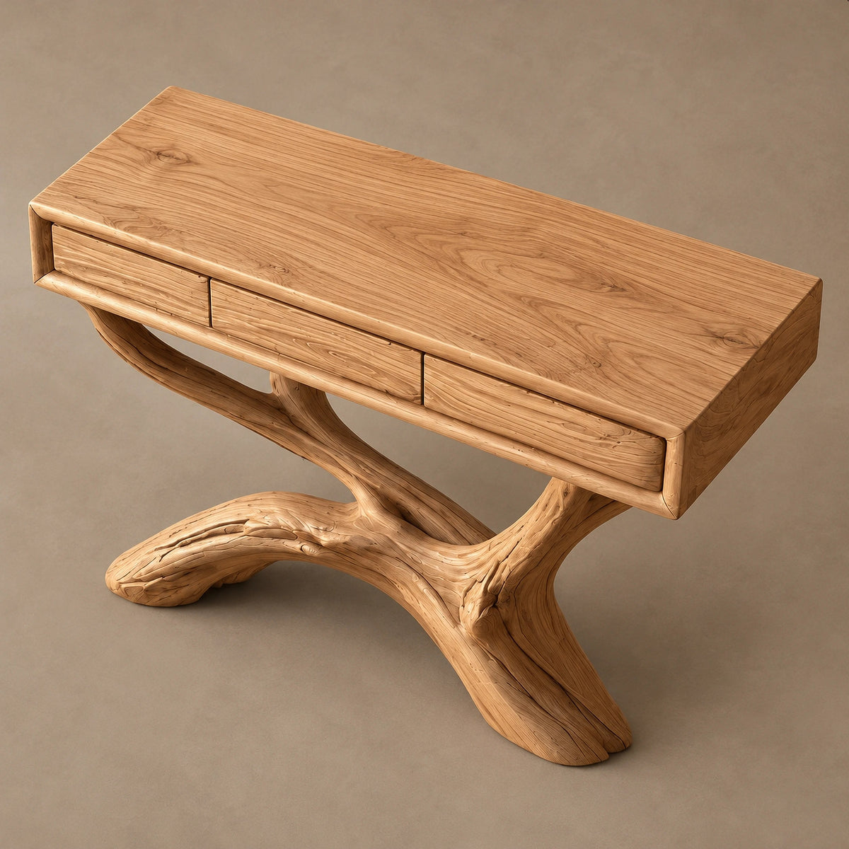 Woodland Tree Root Console Table With 3 Drawers For Living Room