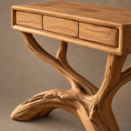 Woodland Tree Root Console Table With 3 Drawers For Living Room
